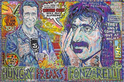Rob Zombie, Hungry Freaks Fonzarelli 2020, acrylic on canvas, 72” x 108.”