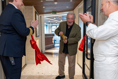 Oceania Cruises' first-ever Executive Culinary Director, renowned chef Jacques Pépin cuts the ribbon of Jacques, the line's signature French restaurant