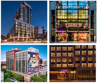 Moxy Lower East Side, Moxy Chelsea, Moxy Williamsburg, and Moxy East Village