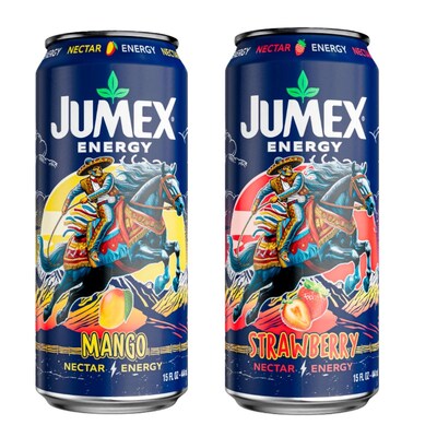 The new Jumex EnergyTM line includes Mango and Strawberry blends. Each energy fruit nectar is enhanced with 150 mg of caffeine, Vitamins C, B5, B6, B12, and a performance blend of taurine, guarana, and ginseng to help provide energy and focus support. (PRNewsfoto/Grupo Jumex)