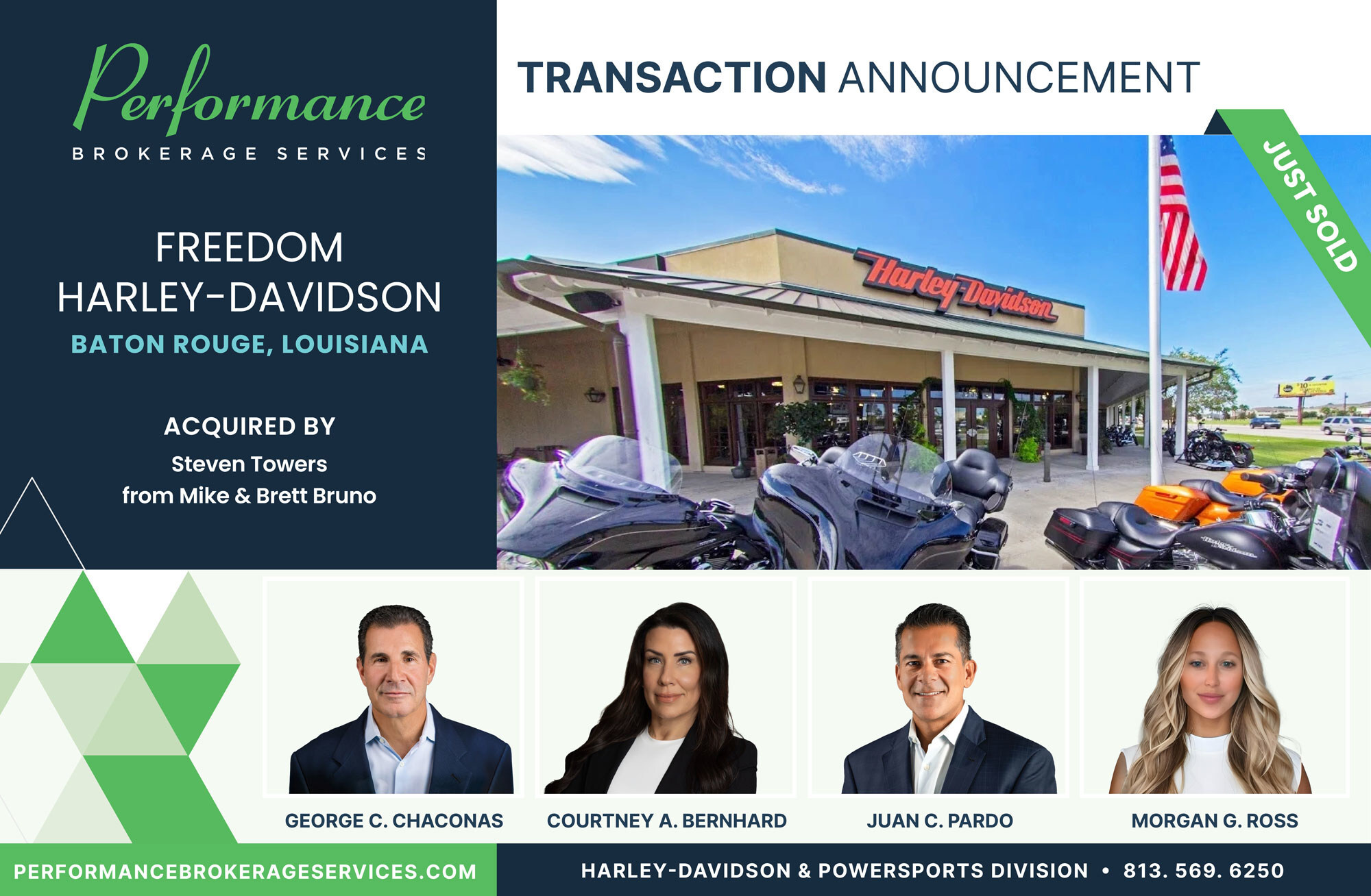George C. Chaconas of Performance Brokerage Services Advises on the Sale of Freedom Harley-Davidson in Baton Rouge, Louisiana
