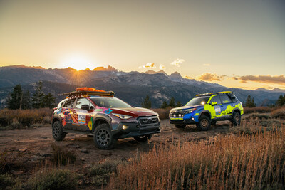 Subaru of America's 2025 Rebelle Rally vehicle entries including a 2025 Subaru Forester Touring Hybrid and 2026 Subaru Crosstrek Wilderness.