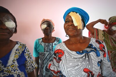 A patient smiles after a successful surgery during the most recent Orbis Flying Eye Hospital project in Ghana, held in Accra and Kumasi in 2019. Photo: Geoff Oliver Bugbee