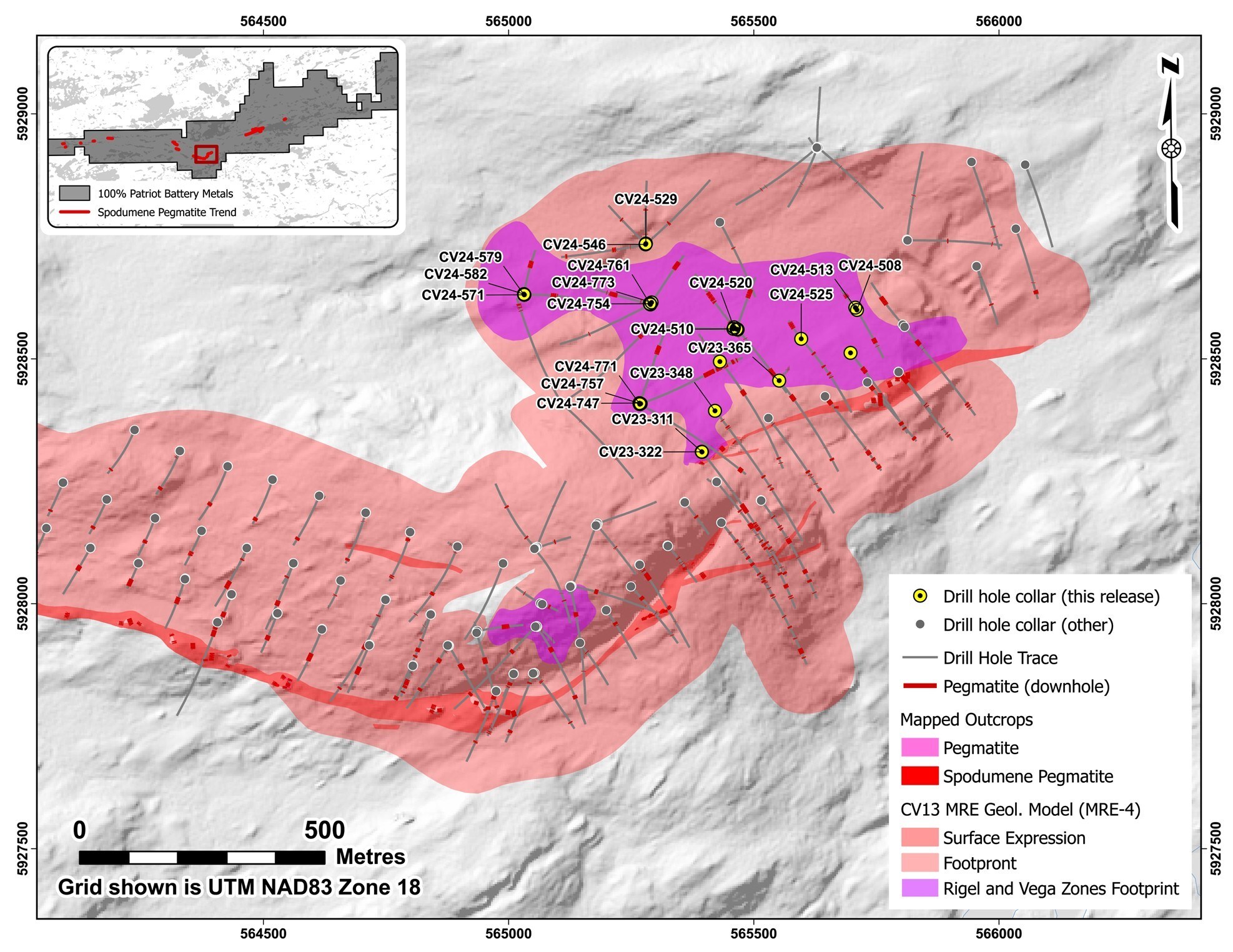 Figure 5: Locations of drill holes used for the drill hole composite sample. (CNW Group/PMET Resources Inc.)