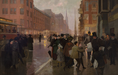 Frederic Marlett Bell-Smith’s celebrated 1894 masterpiece, Lights of a City Street, will be a highlight of the Hudson’s Bay Company Collection, offered by Heffel on November 19, 2025. (CNW Group/Heffel Fine Art Auction House)
