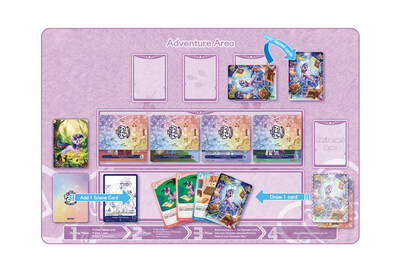 Two players face off, each building a deck of ponies, actions and items to tell their own story. On each turn, you draw cards and send your ponies forward in the Adventure Area, using clever card combos to overcome challenges and move through your tale.