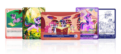 Story Cards recreate pivotal stories of friendship; Scene Cards provide the setting for the story and can reveal a pony’s magical powers; and Character Cards are packed with personality, force of harmony and inspiration to help move the story forward.