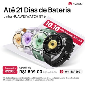 Huawei anuncia campanha especial com descontos na série WATCH GT 6 e outros produtos no Mercado Livre e Shopee