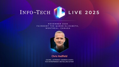 Info-Tech Research Group has announced that Colonel Chris Hadfield, astronaut, tech entrepreneur, and world-renowned speaker, will join the keynote lineup for Info-Tech LIVE 2025 in Montreal on November 25–26, 2025, at Fairmont Queen Elizabeth. (CNW Group/Info-Tech Research Group)