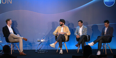 Matt Ridley, oneworld Director of Sustainability and Innovation, hosting a panel at the Innovation Summit.