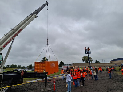 Students operating crane at North Branch BYF
