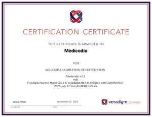 MediCodio Achieves Veradigm Connect Certification, Enabling Seamless Integration with Veradigm EHR and Practice Management Systems