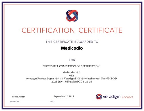 MediCodio is now certified with Veradigm Connect
