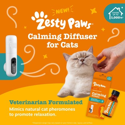 Zesty Paws® is entering the feline wellbeing space with the launch of its first calming diffuser for cats. Featuring patent-pending nebulizing technology, this breakthrough innovation marks a significant step forward for the brand in bringing science-led solutions to pets and their parents. In partnership with Petco, a premier name in the pet retail industry, the brand will launch the diffuser nationwide in over 1,300 stores and on Petco.com.
