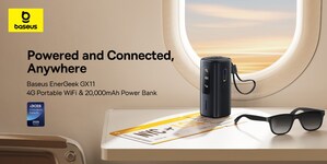 Baseus Unveils EnerGeek GX11 4G MiFi Power Bank: World's First 20,000mAh, 67W Fast-Charging Power Bank with Integrated 4G Hotspot Connectivity