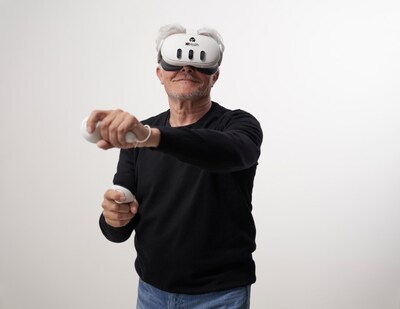 Patient using XRHealth VR Headset and Controllers