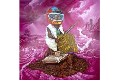Hilary Balu; Illusion identitaire 1, 2021; Acrylic, oil, and scraping on canvas, 188 x 188 cm; © All rights reserved Hilary Balu; Illusion identitaire 1, 2021; Acrylic, oil, and scraping on canvas, 188 x 188 cm; © All rights reserved