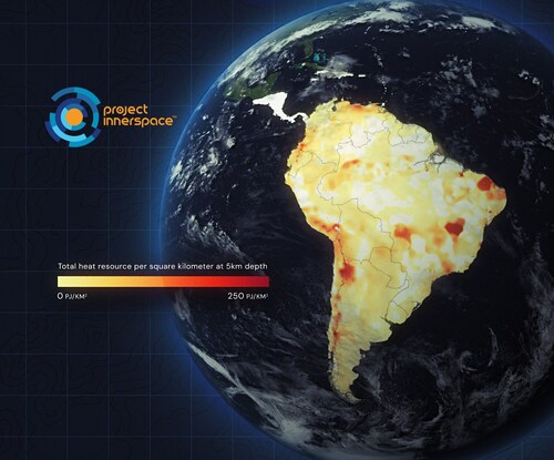 A Screen Capture of Subsurface Thermal Resources from GeoMap South America A Screen Capture of Subsurface Thermal Resources from GeoMap South America