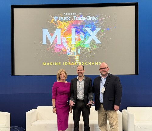 (From left) Michele Goldsmith (Soundings Trade Only), Jarrod Seymour (Garmin), and Gary Reich (Soundings Trade Only).