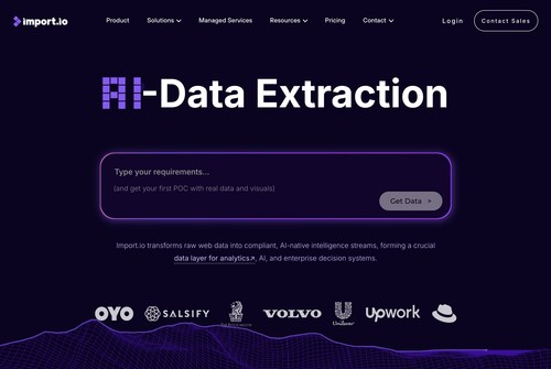Upgraded Import.io website with AI (PRNewsfoto/Neuralogics) Upgraded Import.io website with AI (PRNewsfoto/Neuralogics)