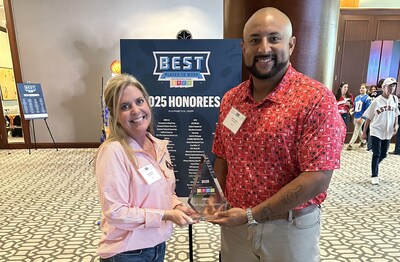 Members of Roth Staffing's Houston team accepts the Best Places to Work honor.