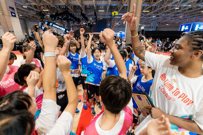 Youth enjoy the finale event of Community Impact Week, the “Her Time to Play” basketball clinic, Sunday at the NBA House at The Venetian Macao.