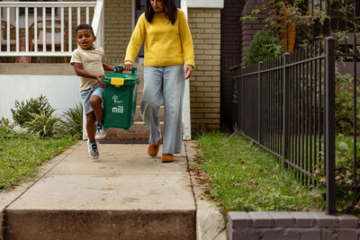 When the Mill food recycler is full, customers empty grounds into their Compost Crew bucket for monthly or every-other-month pickup.