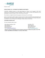 SURGE ENERGY INC. CONFIRMS NOVEMBER 2025 DIVIDEND (CNW Group/Surge Energy Inc.)