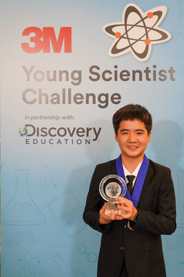 Kevin Tang, an 8th grader at Cedarlane Academy of the Hacienda La Puente Unified School District in Hacienda Heights, California, is the winner of the 2025 3M Young Scientist Challenge. As the grand prize winner, he received a <money>$25,000</money> cash prize and the prestigious title of “America’s Top Young Scientist.”
