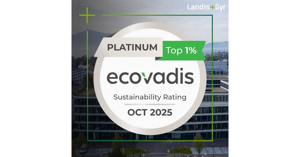 Landis+Gyr Awarded EcoVadis Platinum Medal for the Second Consecutive Year for Outstanding Sustainability Performance