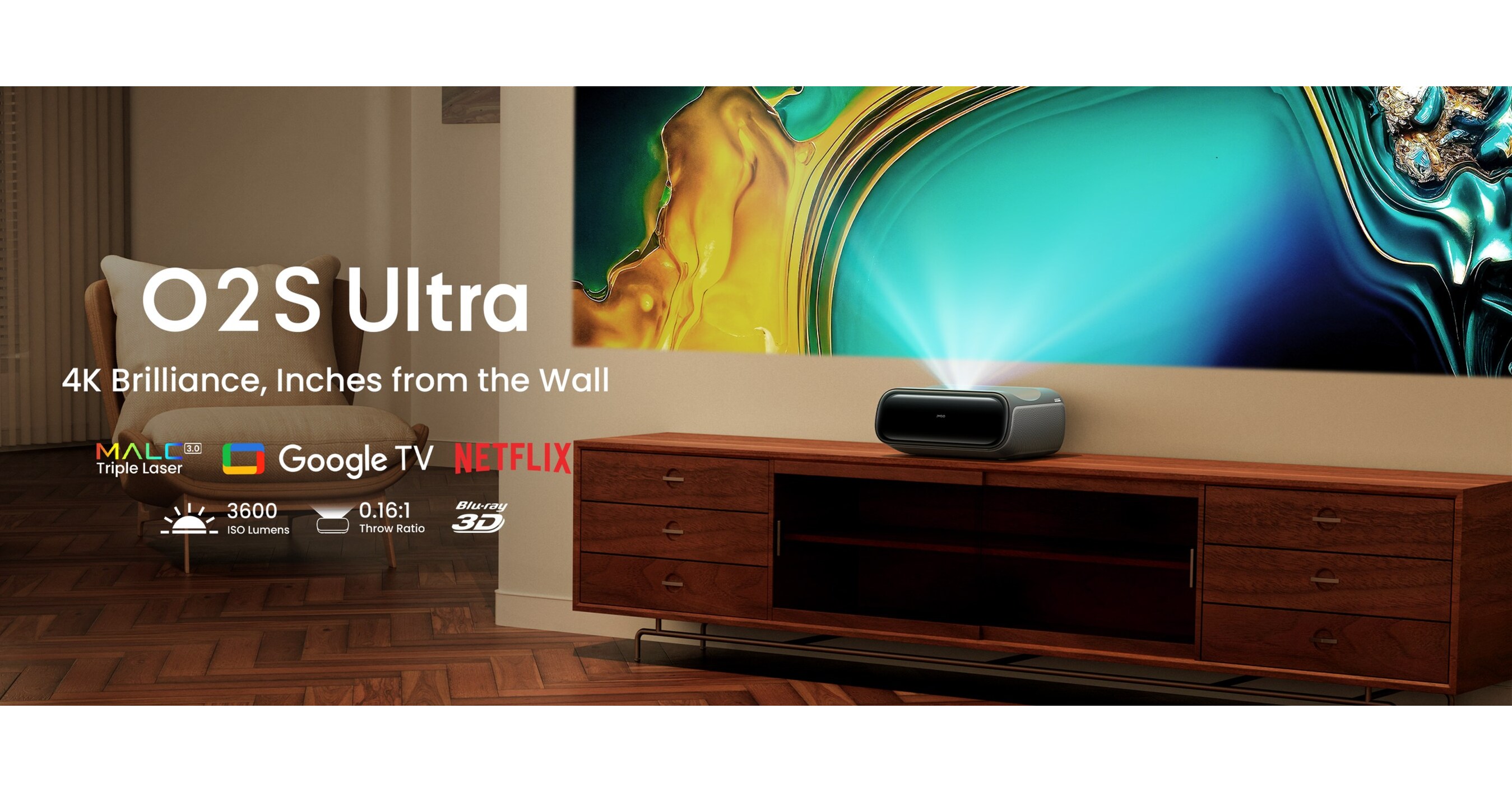 JMGO launches the O2S Ultra: the most advanced compact ultra-short throw tri-laser projector on the market