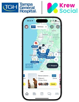Through Krew Social’s map-based platform, Tampa General Hospital team members can discover in-person “hangouts” with colleagues who share similar interests — fostering stronger connections, reducing burnout, and improving workplace well-being.