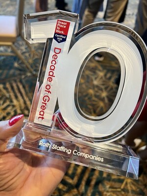 Roth Staffing celebrates 10 consecutive years of being a Great Place to Work Certified company.
