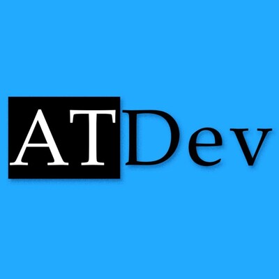 ATDev logo on blue background