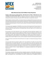 NGEx Announces Closing of Private Placement (CNW Group/NGEx Minerals Ltd.)