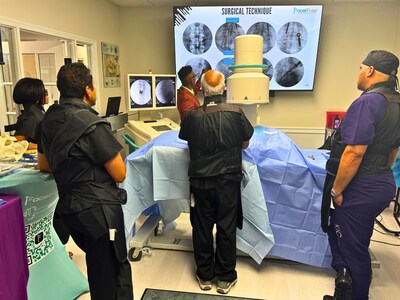 Dr. Kingsley R. Chin teaching fellow physicians at KIC Ventures headquarters in Florida—sharing his expertise in Less Exposure Spine Surgery (LESS™) and empowering the next generation of physician innovators.