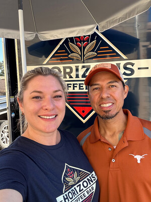 Lauren McIntyre and Chris Rios, Owners of Horizons Coffee Bar, which recently opened at 146 TX-21, Bastrop, Texas. It will celebrate its grand opening October 30.