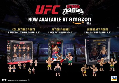 UFC Octagon Fighters action figures and collectibles are now available on Amazon. Officially licensed by UFC, the world's premier mixed martial arts organization, and developed by global toy and collectibles manufacturer PMI, the line expands UFC's footprint in the growing kidult and collector market. Starting today, fans can collect stylized, high-impact
representations of the most dominant UFC athletes.
