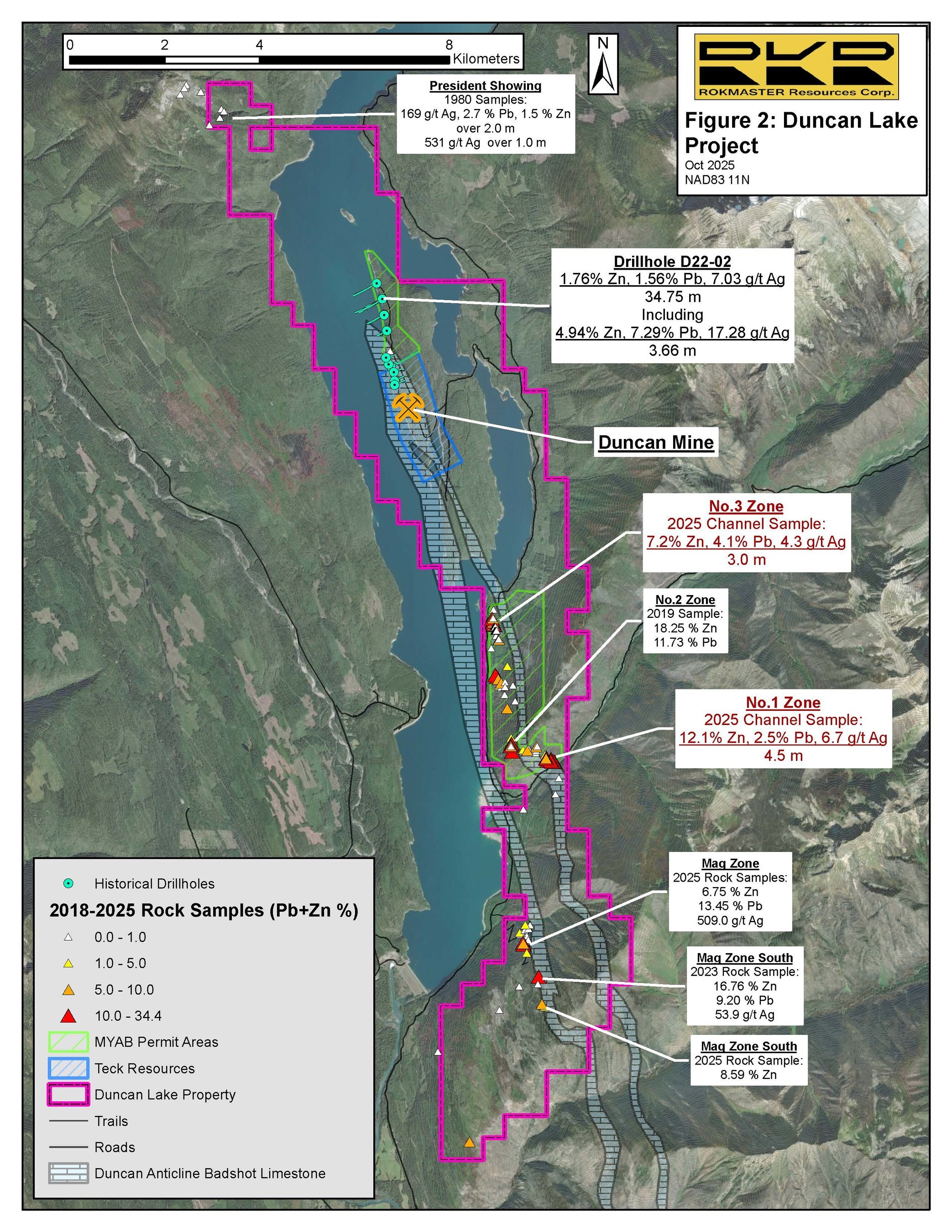 Duncan Lake Sample Results (CNW Group/Rokmaster Resources Corp.)