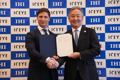 Rafal Modrzewski, Co-founder and Chief Executive Officer, ICEYE, and Hiroshi Ide, President and Chief Executive Officer, IHI Corporation. Rafal Modrzewski, Co-founder and Chief Executive Officer, ICEYE, and Hiroshi Ide, President and Chief Executive Officer, IHI Corporation.