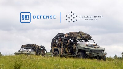 Logo lockup of GM Defense and Medal of Honor Foundation.