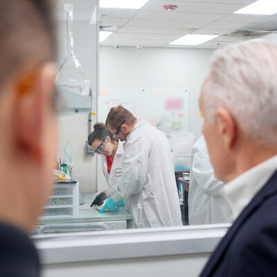 Claudio Ferrini observes the technicians in the Metallix Analytical Laboratory Claudio Ferrini observes the technicians in the Metallix Analytical Laboratory