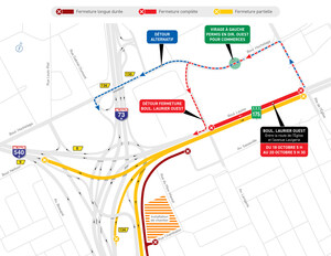 Échangeurs au nord des ponts Pierre-Laporte et de Québec - Fermeture du boulevard Laurier durant la fin de semaine du 18 octobre