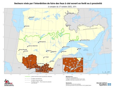 Forest fires - Modification of the ban on open fires in or near forests (CNW Group/Ministère de la Sécurité publique)