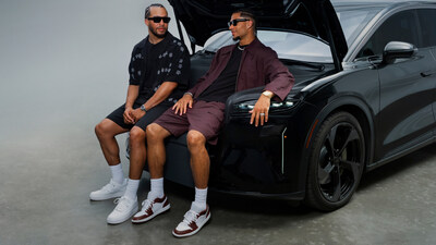 Jalen Brunson and Josh Hart, NBA superstars and New York Knicks teammates, sit in the Lucid Gravity SUV frunk as part of the company's marketing campaign celebrating those who refuse to settle for the status quo.
Photo by Jason McDonald