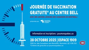 Les Canadiens de Montréal et l'Association pulmonaire du Québec font équipe pour une grande journée de vaccination gratuite au Centre Bell