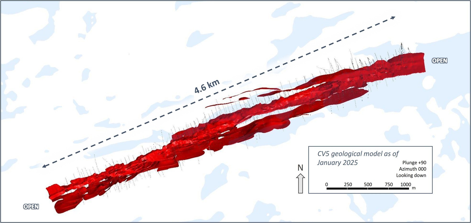 Figure 2: Plan view of CV5 Pegmatite geological model – all lenses. (CNW Group/PMET Resources Inc.)