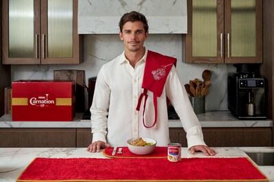 Carnation and Antoni Porowski roll out the Carnation Red Carpet Recipe Collection—a line of cooking and dining accessories made from the actual red carpet used at star-studded award shows, putting famous recipes in the spotlight for the holidays.
