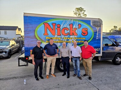 From L to R: Harry Gellar, Southern Home Services CHRO; Drew Poskon, Southern Home Services COO; Bryan Benak, Southern Home Services CEO; Richard Saad, Nick's Plumbing, Air Conditioning & Heating; John Eccles, Nick's Plumbing, Air Conditioning & Heating