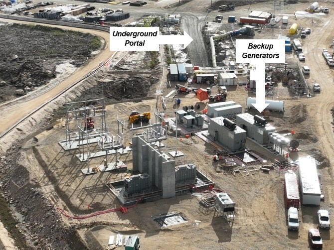 Main Electrical Substation Construction with Mine Portal Entrance Behind (CNW Group/Foran Mining Corporation)